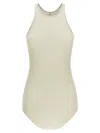 Rick Owens Hollywood Basic Ribbed Scoop Neck Tank Top In Beige