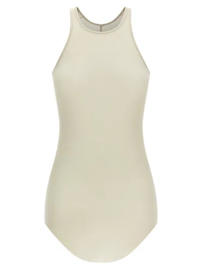 RICK OWENS BEIGE RIBBED TANK TOP
