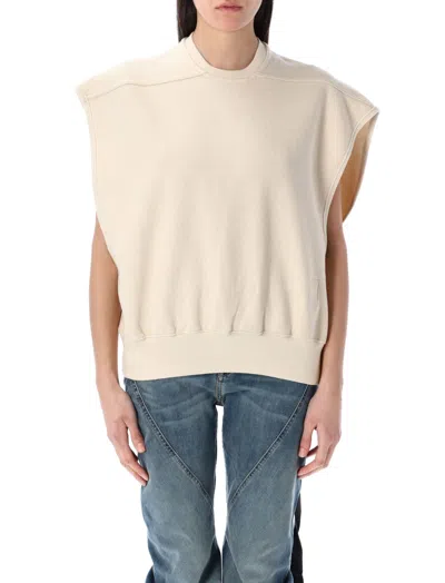 Rick Owens Beige Sleeveless Oversize Sweatshirt In Natural