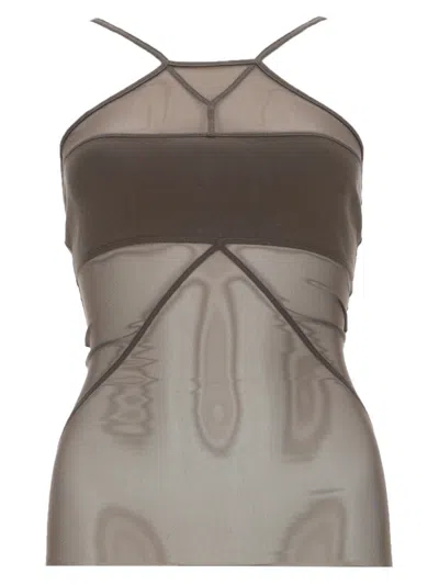 Rick Owens Beige Solid Halter Neck Top In Brown