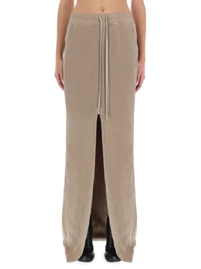 Rick Owens Beige Solid Maxi Skirt In Brown
