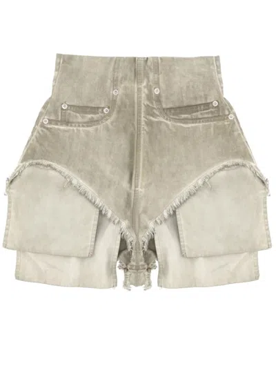 Rick Owens Beige Solid Shorts In Green