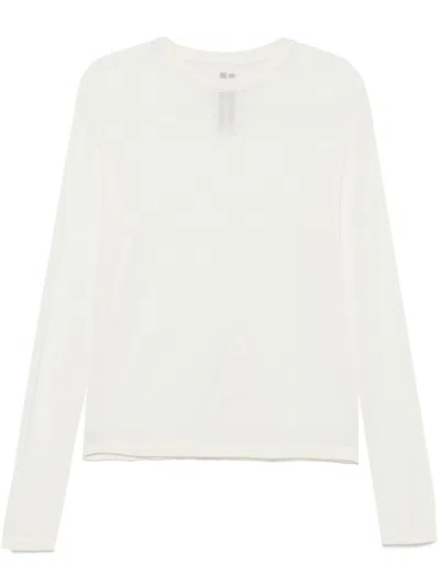 Rick Owens Beige Sweater With Round Neckline In White