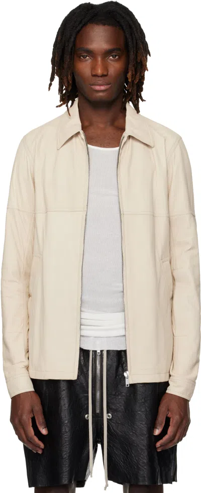 Rick Owens Beige Temple Brad Leather Jacket In Neutral