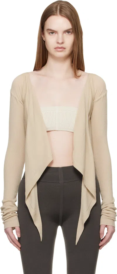 Rick Owens Beige Temple Crop Wrap Top In Neutral