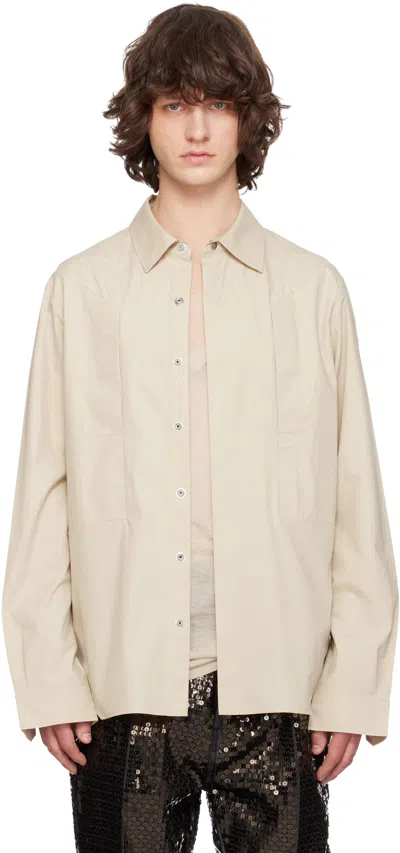 Rick Owens Beige Temple Fogpocket Overshirt In Neutral