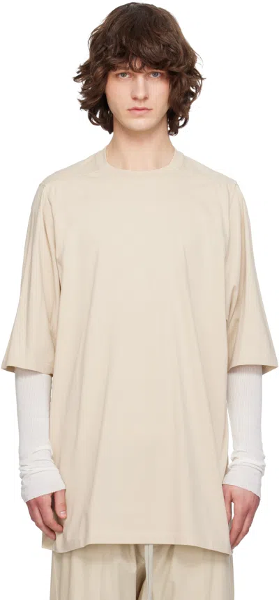 Rick Owens Beige Temple Jumbo S/s T-shirt In Neutral