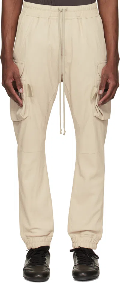 Rick Owens Beige Temple Mastodon Cargo Leather Pants