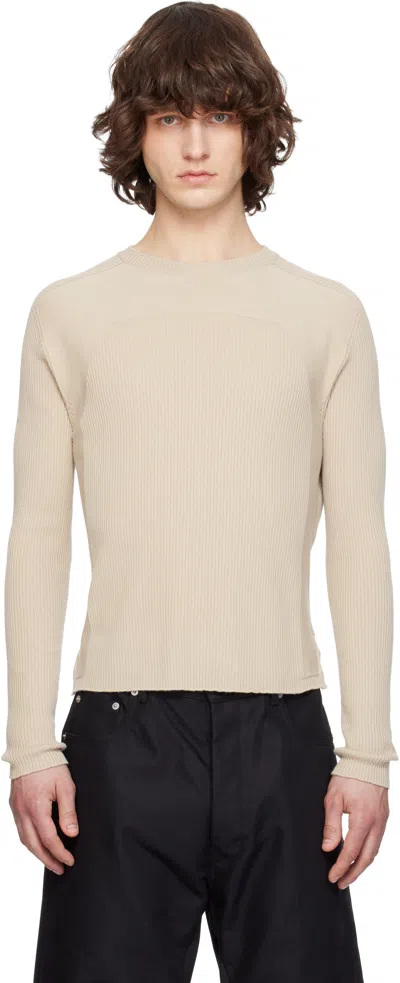 Rick Owens Beige Temple Ribbed Geo Sweater In Neutral