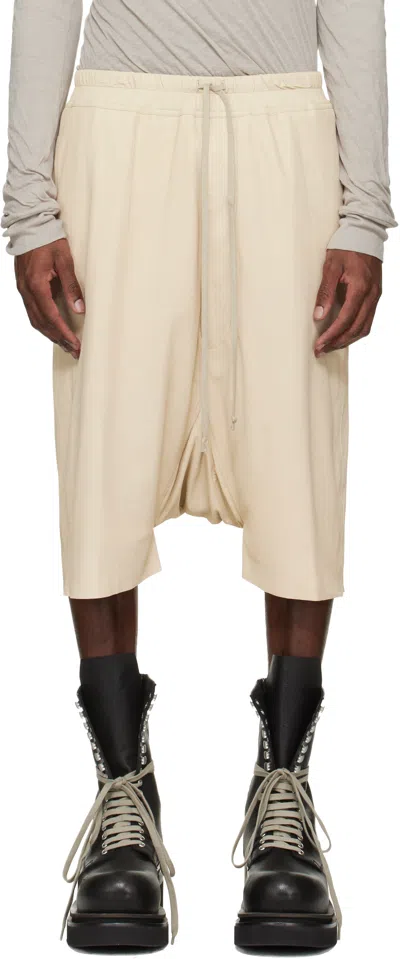Rick Owens Beige Temple Rick S Pods Leather Shorts In Neutral