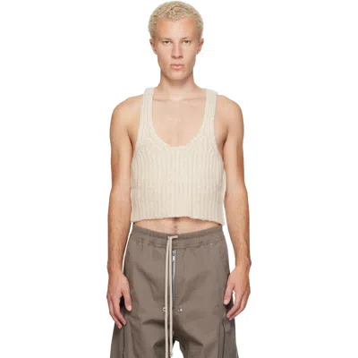 Rick Owens Beige Tower Knit Tank Top In 21 Natural