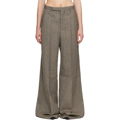 Rick Owens Beige Tower Wide Tailored Trousers In Gray