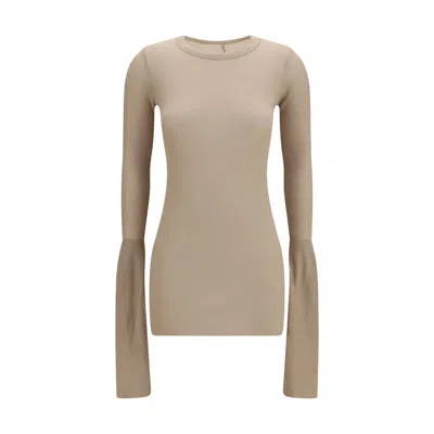 Rick Owens Beige Viscose Shirt In Brown