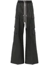 Rick Owens Womens Black Cargobelas Wide-leg Satin Trousers In Black