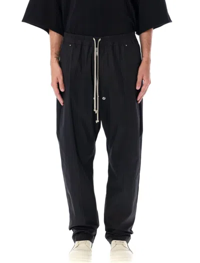 Rick Owens Bela Drawstring Button Trousers In Black