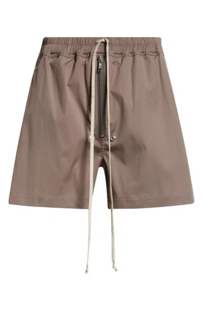 Rick Owens Bela Stretch Cotton Boxing Shorts In Dust