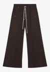 Rick Owens Dust Grey Wide Bela Cotton Trousers Men In Brown