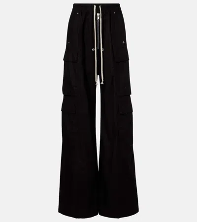 Rick Owens Belas Cotton And Wool Cargo Pants In Black
