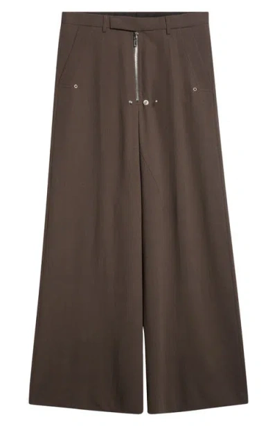 Rick Owens Belas Tailored Wide Leg Pants In Brown