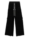 Rick Owens Wide-leg Trousers With High Waist And Utility Pockets In Black