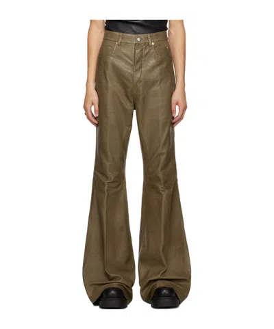Rick Owens Brown Porterville Bolan Leather Pants In 35 Bean