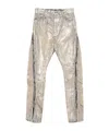 Rick Owens Bolan Banana Flared Zip-detailed Metallic Megacrust Jeans In Nude