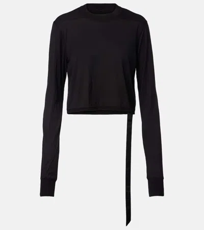 Rick Owens Belted Cotton Jersey T-shirt In Black