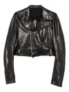 Rick Owens Cropped Leather Jacket Removable Belt In Black