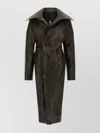 Rick Owens Dracucollar Belted Leather Coat In Black