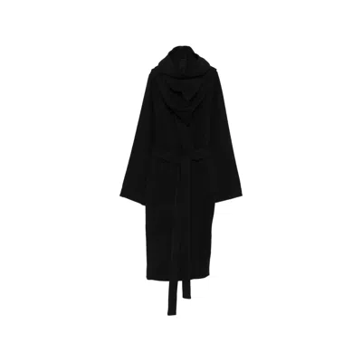 Rick Owens Belted Oversized Coat In Black