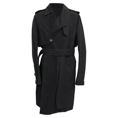 Rick Owens Belted Trench Coat In Black Cotton