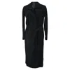 Rick Owens Belted Trench Coat In Black Wool In Black