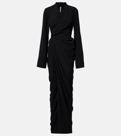 Rick Owens Long-sleeved Wrap Dress In Black