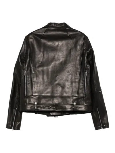 Rick Owens Belted Zip-fastening Leather Jacket In Black