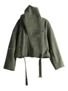 Rick Owens Belted Zip-up Jacket In Green