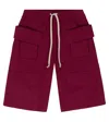 Rick Owens Bermuda Cargo Cotton Shorts In Fuchsia