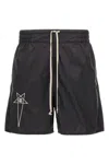 Rick Owens Champion Elastic Waistband Bermuda Shorts With Side Pockets In Black