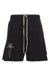 Rick Owens Champion Elastic Waistband Bermuda Shorts With Side Pockets In Black