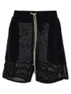 Rick Owens Perforated Cotton Bermuda Shorts In Black