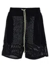 Rick Owens Perforated Cotton Bermuda Shorts In Black