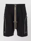 Rick Owens Bermuda Shorts With Elastic Waistband And Zipper Accents In Black