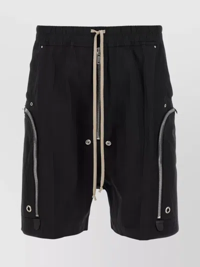 Rick Owens Bermuda Shorts With Elastic Waistband And Zipper Accents In Black