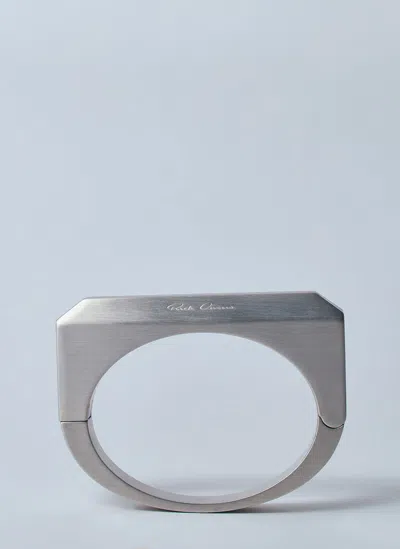 Rick Owens Beveled Bangle In Silver