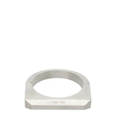 Rick Owens Beveled Logo Bracelet In White