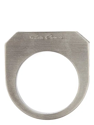 Rick Owens Bevelled Brass Ring In Silver
