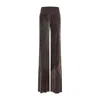 Rick Owens Wide-leg Trousers With Ribbed Waistband In Brown