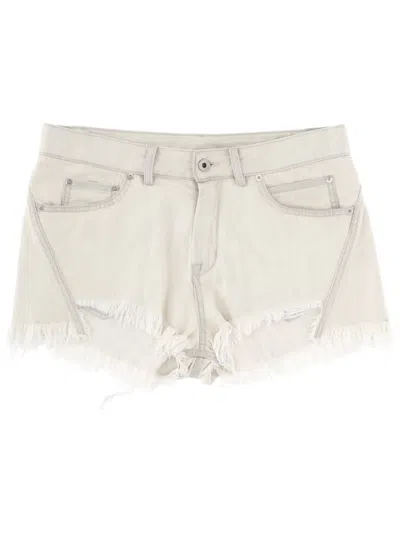 Rick Owens Bias Cutoffs Mini Shorts In White