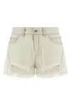 Rick Owens Denim Shorts With Bias Cutoffs In Neutral