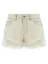 Rick Owens Denim Shorts With Bias Cutoffs In Neutral