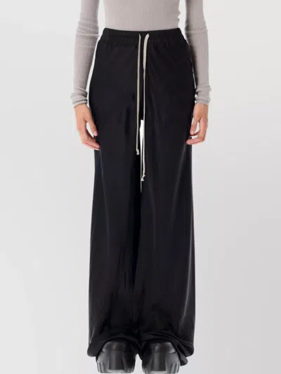 Rick Owens Bias Drawstring Trousers Featuring Elastic Waistband In Black